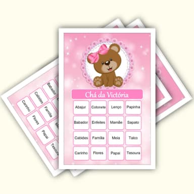 Bingo Chá de Bebê Menina Pdf Para Imprimir