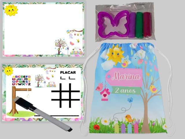 Kit Mochila e Lousa Magicas + Kit Massinha Jardim Encantado