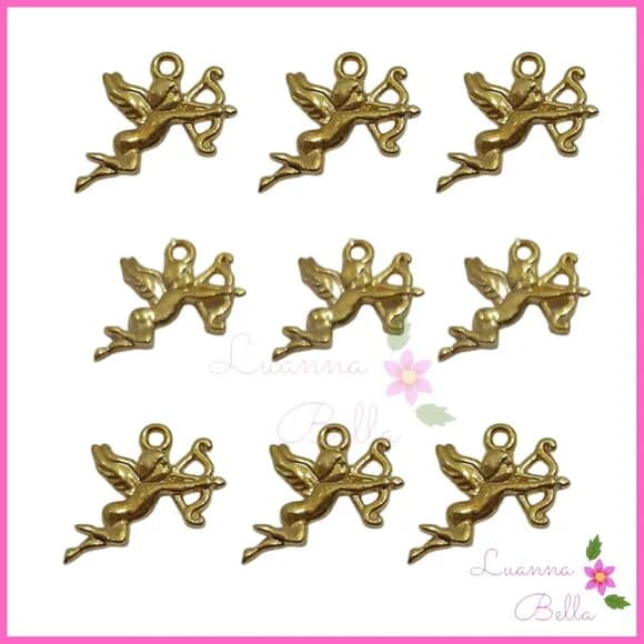 Pingente de Metal Dourado Modelo Cupido - Pct c/12 unidades