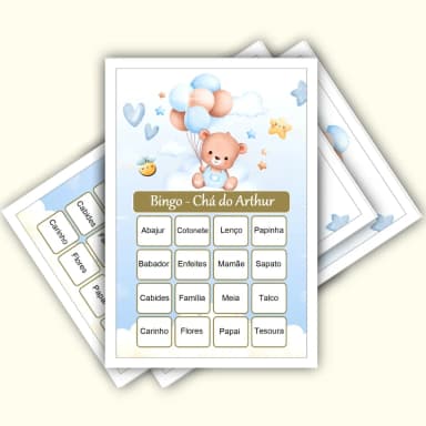 Bingo Chá de Bebê Menino Pdf Para Imprimir