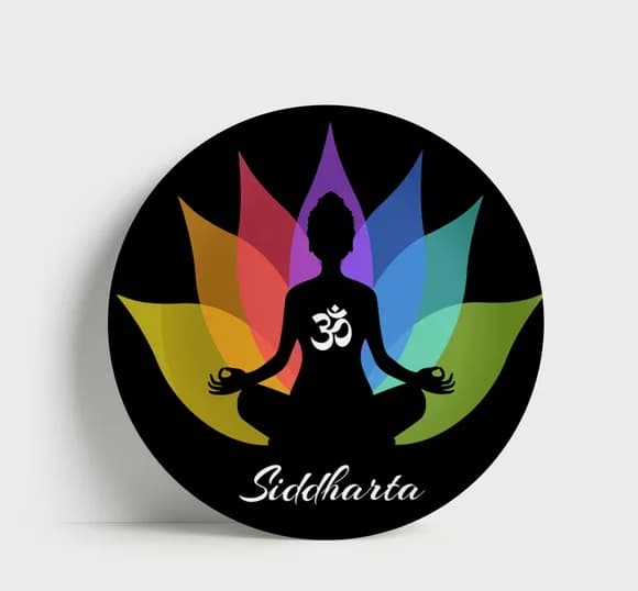 Prato Decorativo Siddharta Yoga e Lótus - Porcelana 21cm