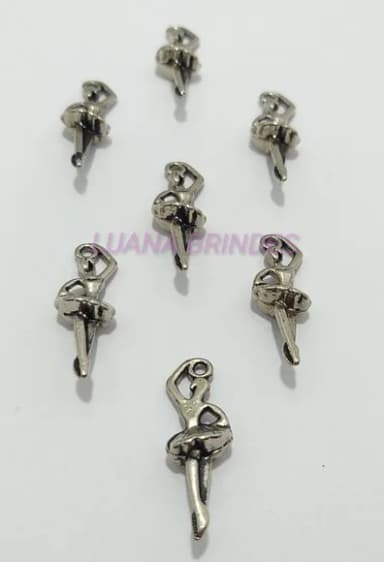 Pingente Bailarina de Metal Prata- Pct C/12 Unid