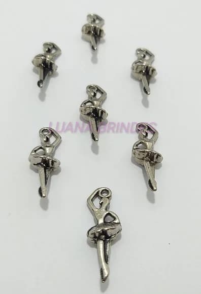 Pingente Bailarina de Metal Prata- Pct C/12 Unid