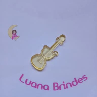 Guitarra Pingente Amarelo de Acrilico 5cm Pct 20 Unidades