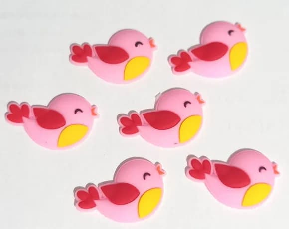 Aplique Passarinho Rosa Emborrachado- 6 Unidades