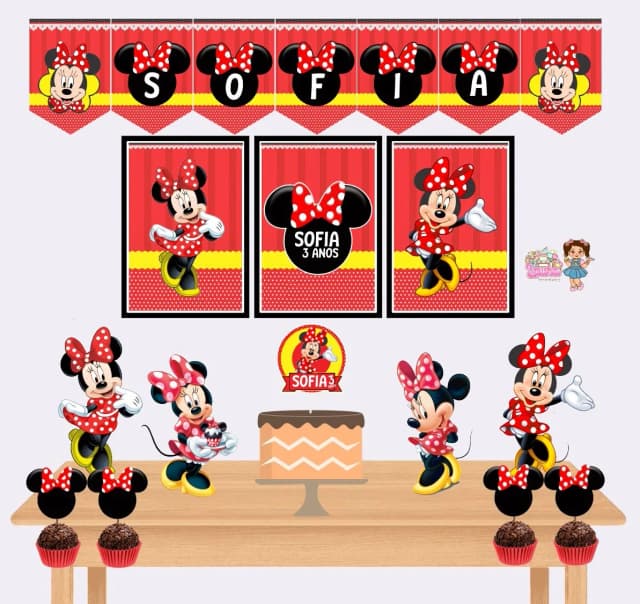 Kit Festa Só Um Bolinho MINNIE - Decoração de Festa