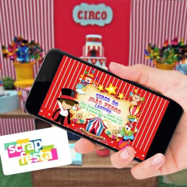 Convite Arte Digital Personalizado Festa Circo