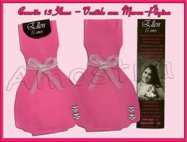 Convite 15 Anos-Vestido c/ Marca Página