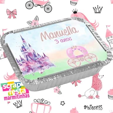 Marmitinha Personalizada Festa Princesa Aquarela