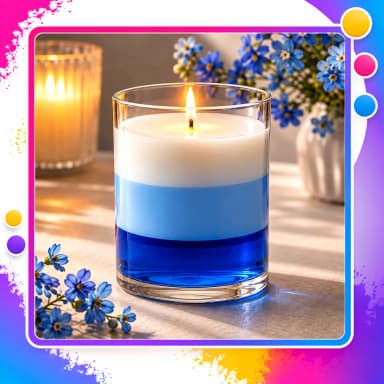 Vela Aromática Artesanal Azul e Branca em Copo de Vidro – Vela Perfumada Decorativa