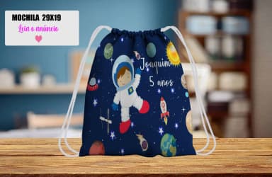 Mochilinha personalizada para lembrancinhas do Astronauta