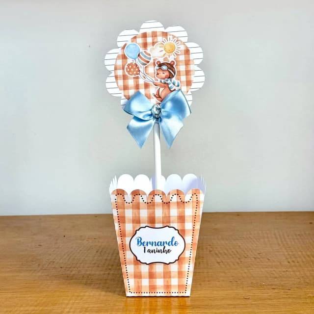 PEGUE E MONTE - Centro de Mesa URSINHO AVIADOR - Decoração de Festa | Lembrancinhas | Aniversário | Personalizados