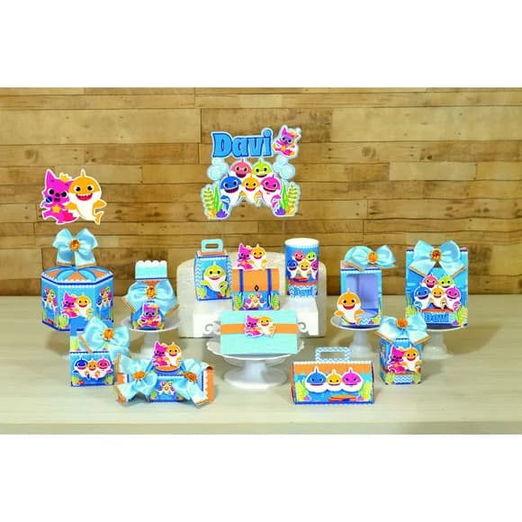 Kit 30 Lembrancinhas Baby Shark Menino