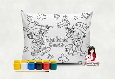 Almofada com Tinta para Colorir Patati e Patata