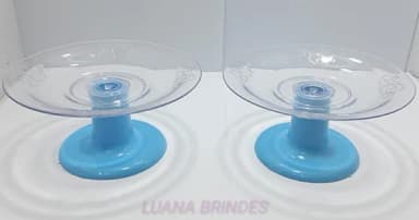 Mini Cake Transparente c/suporte Azul de acrílico-pct c/2 un