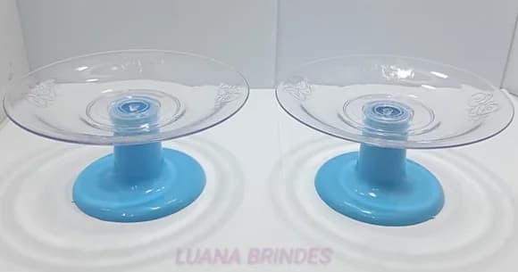 Mini Cake Transparente c/suporte Azul de acrílico-pct c/2 un