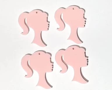 Pingente Barbie Rosa 3cm Frente e Verso Acrílico - 5 Unidade