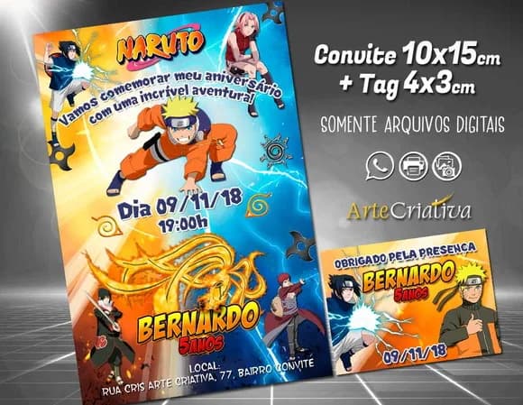 CONVITE DIGITAL C/TAG Naruto