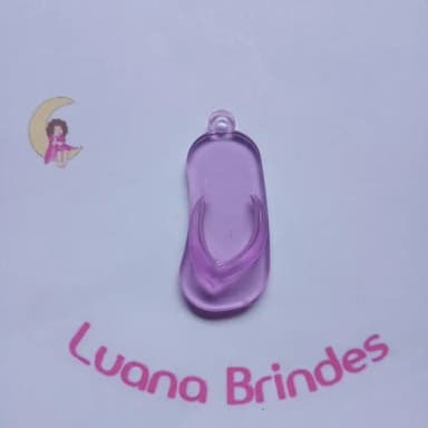 Chinelo Pingente Lilás de Acrilico 5cm Pct 12 Unidades