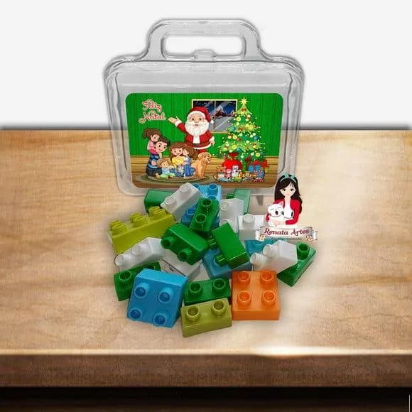 Maleta Personalizada com Blocos de Montar no Tema Natal 2025
