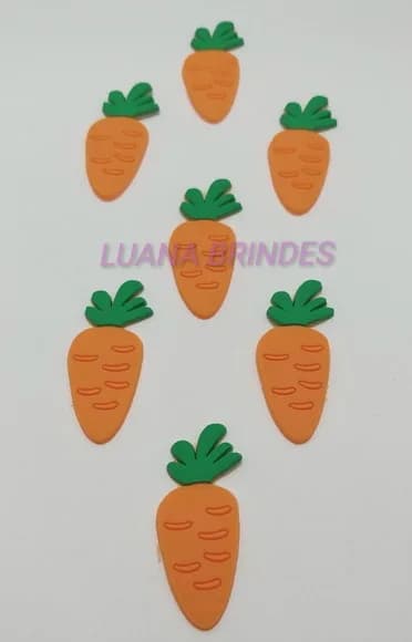 Aplique Emborrachado de Cenoura - pct com 10 unid