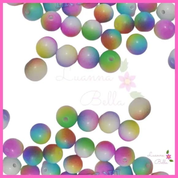 Missanga Bolinha Acrílica Tie Dye - Pct c/65 unidades