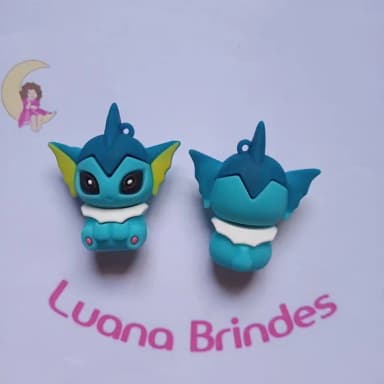 Pingente Pokémon Vaporeon de Borracha 5cm Pct 2 Unidades