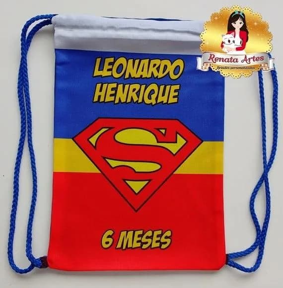 Mochilinha de Tecido Personalizada Super Man Símbolo