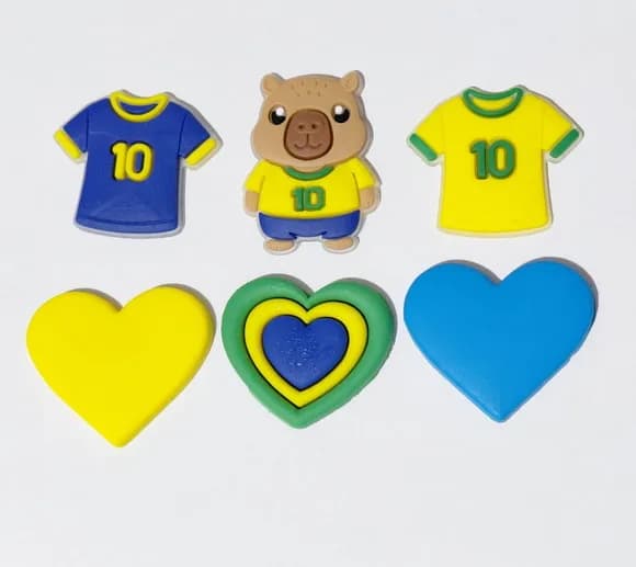 Aplique Brasil Copa do Mundo Emborrachado Pct com 6 Unidades
