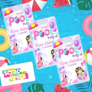 Adesivo Personalizado Retangular 5x3 Festa Pool Party