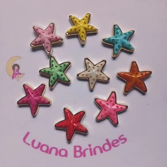 Apliques Estrela do Mar Colorida de 2,2cm 12 Unidades
