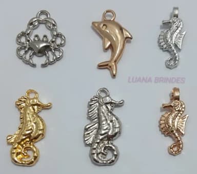 Pingentes Variados Fundo do Mar de Metal - pct c/12 unid