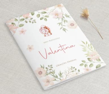 Lembrancinha Batizado Floral Vintage - Livrinho de Orações