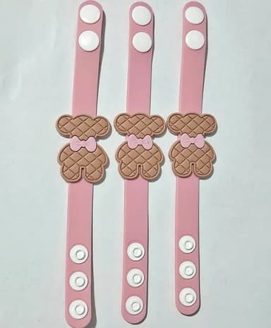 Pulseira Ursinhos Rosa Emborrachado Pcts com 3 Peças