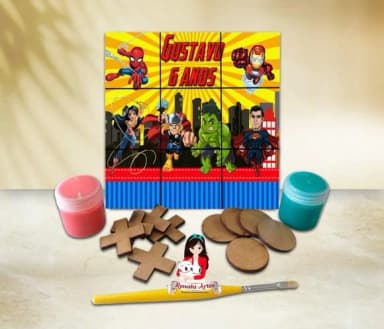 Jogo da Velha com Tinta Personalizado Herois Baby