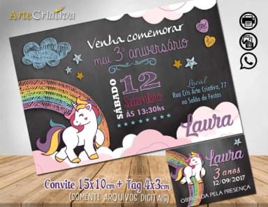 CONVITE DIGITAL C/TAG Unicórnio