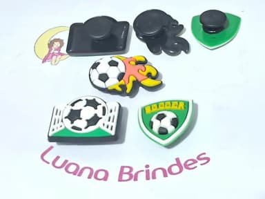 Pins de Crocs Futebol Emborrachado Pacote com 6 Unidades