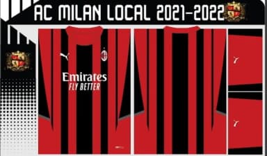 Vetor Da Camisa Ac Milan Local 2021-2022