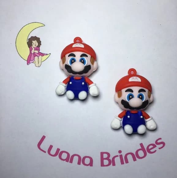 Pingente Mario Bros Emborrachado 3d/5cm Pct C/2un
