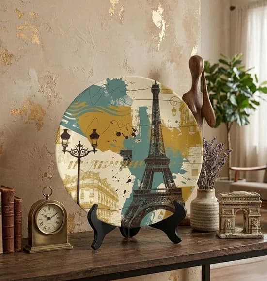 Prato Porcelana Paris 21cm - Torre Eiffel Vintage Retrô