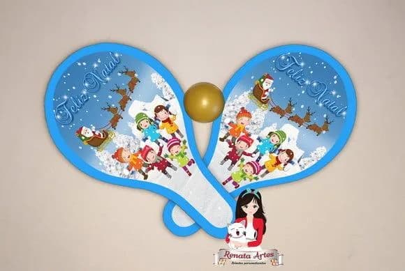 Raquetes de Ping Pong Personalizada Tema Natal