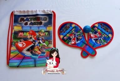 Mochila Ping Pong Personalizada Tema Super Mario Kart