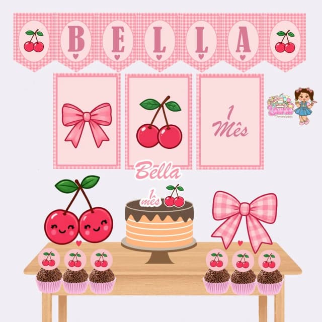 Kit Festa Só Um Bolinho CEREJA BABY - Decoração de Festa