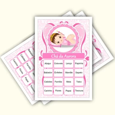 Bingo Chá de Bebê Menina Pdf Para Imprimir