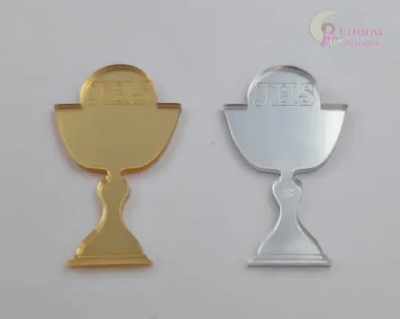 Aplique Eucaristia de Acrílico Espelhado - Pct C/6 Peças