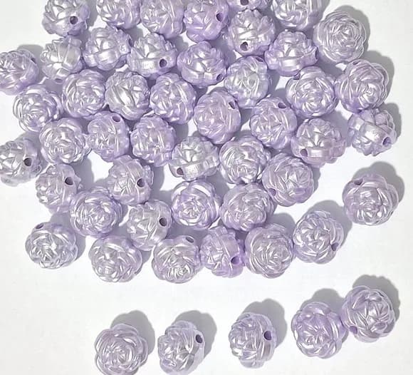 Pérola Flor Lilás 12mm - Pct com 50 Unidades