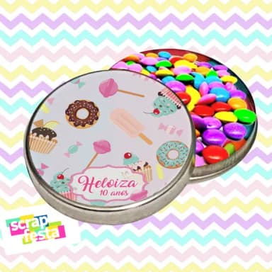 Latinha com Confete Personalizada Festa Confeitaria