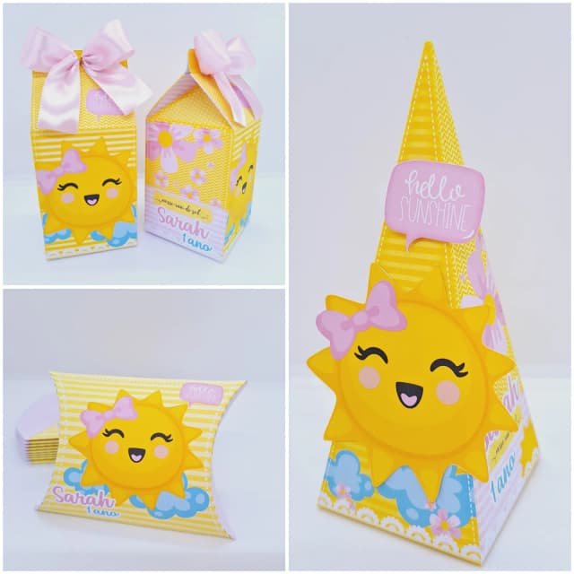PEGUE E MONTE - Kit Festa MEU RAIO DE SOL - Decoração de Festa - Caixinhas Personalizadas
