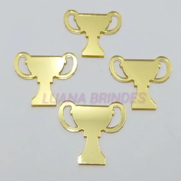 Aplique Troféu em Acrílico Espelhado Dourado - 3,2cm