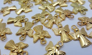 Pingente Anjo da Guarda Dourado - 2cm - Pct C/10 Unid